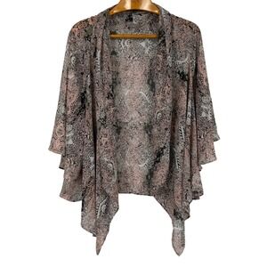 Avenue Kimono Cardigan Womens 14/16 Pink Paisley Open Front Boho Sheer